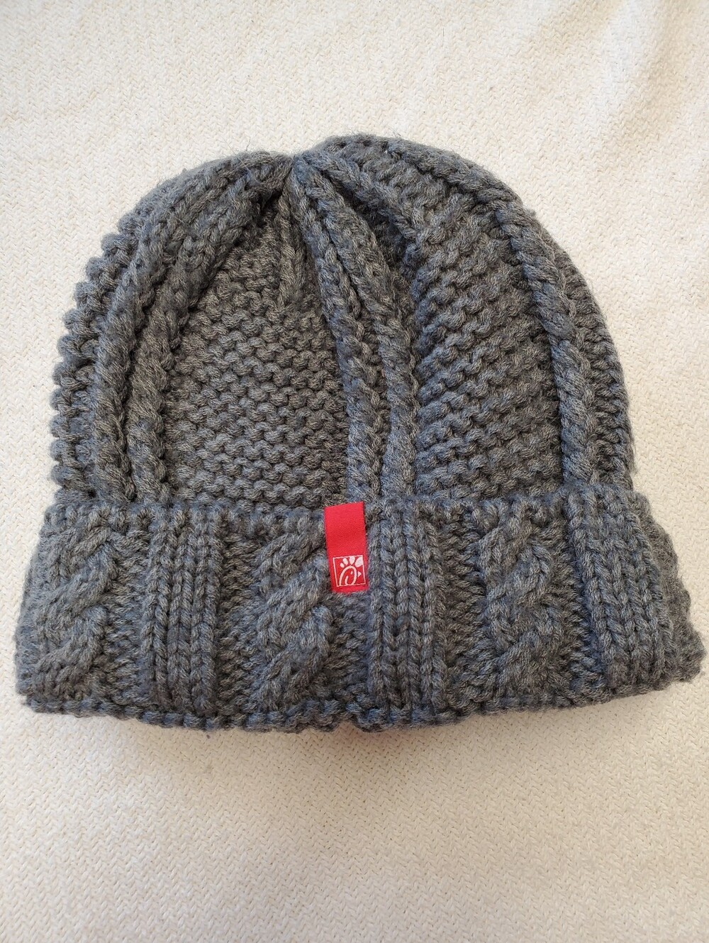 Chick-fil-A Official Gray Cable Knit Beanie Uniform Hat One Size Acrylic